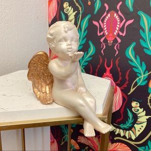 Ceramic white gold angel baby statue